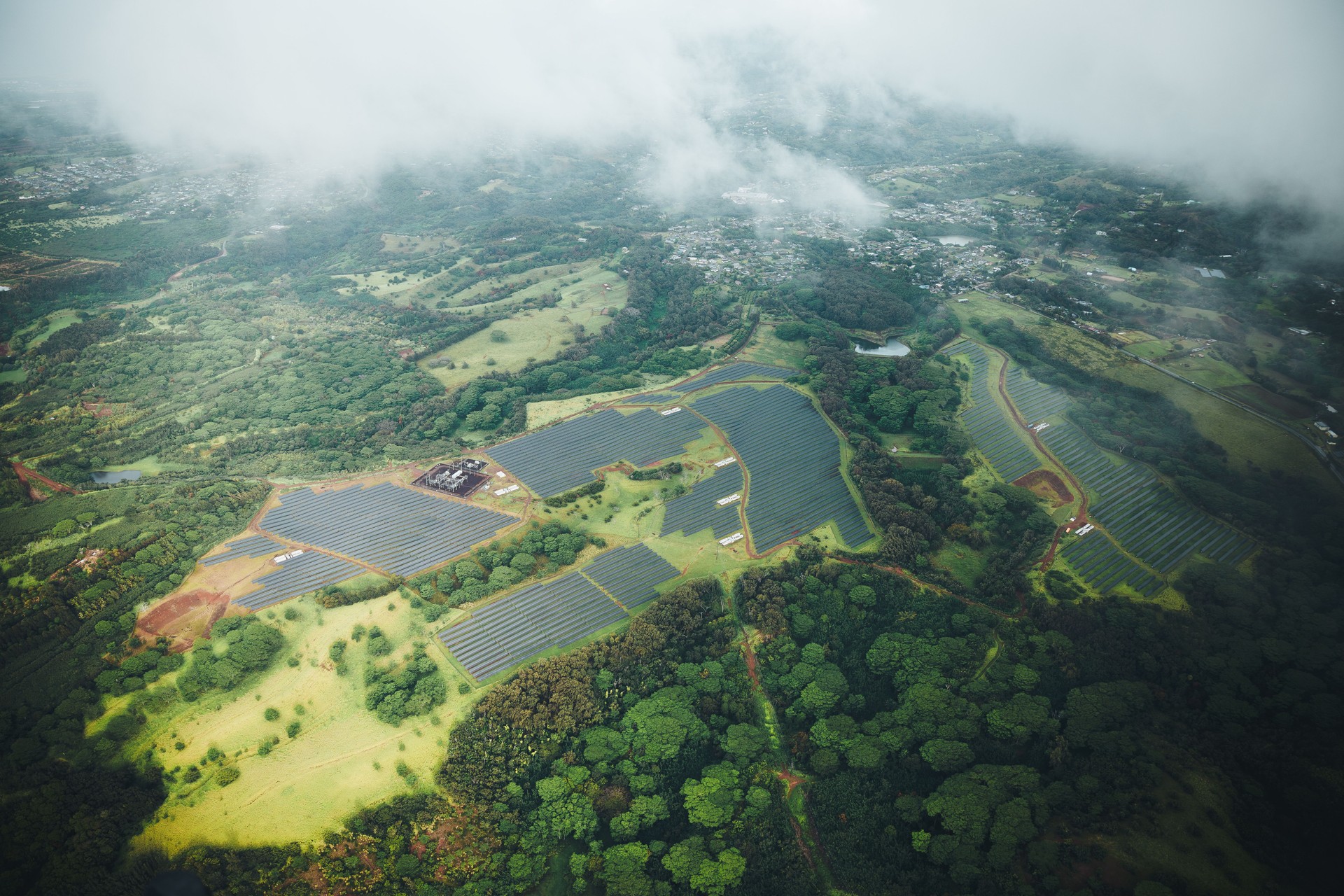 Solar Harvest: Aerial View of Solar Field on Kauai, Hawaii