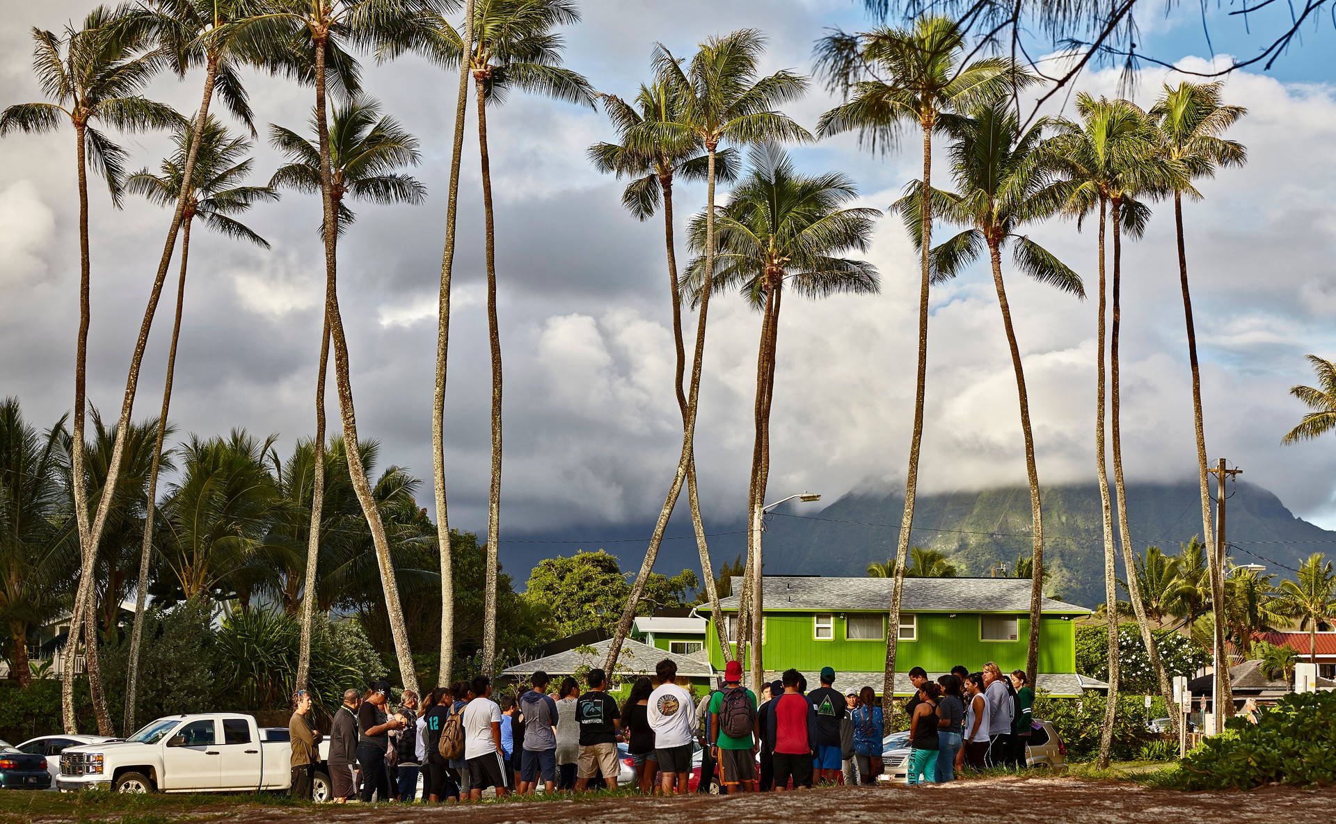 People gather for sunrise services at Kailua Beach Hawaii